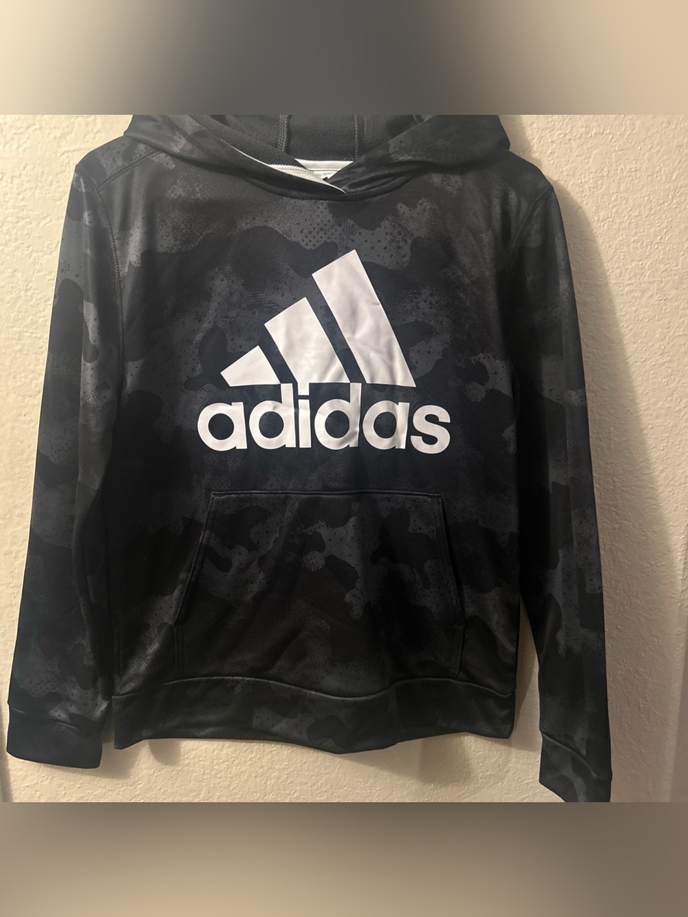 Adidas Sweater Boys Black Camo Hoodie Pullover Outdoors Sz Youth X Large 14/16